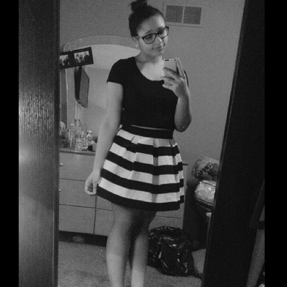 Love Culture Black & White Striped Skirt